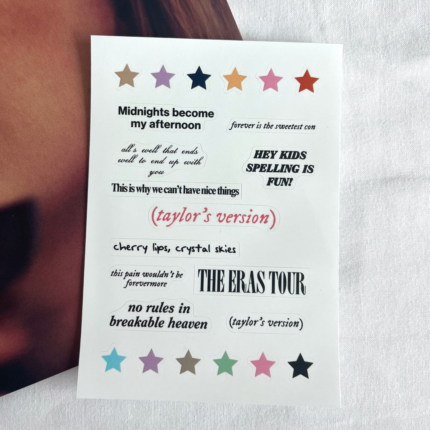 The Eras Lyrics Sticker Sheet