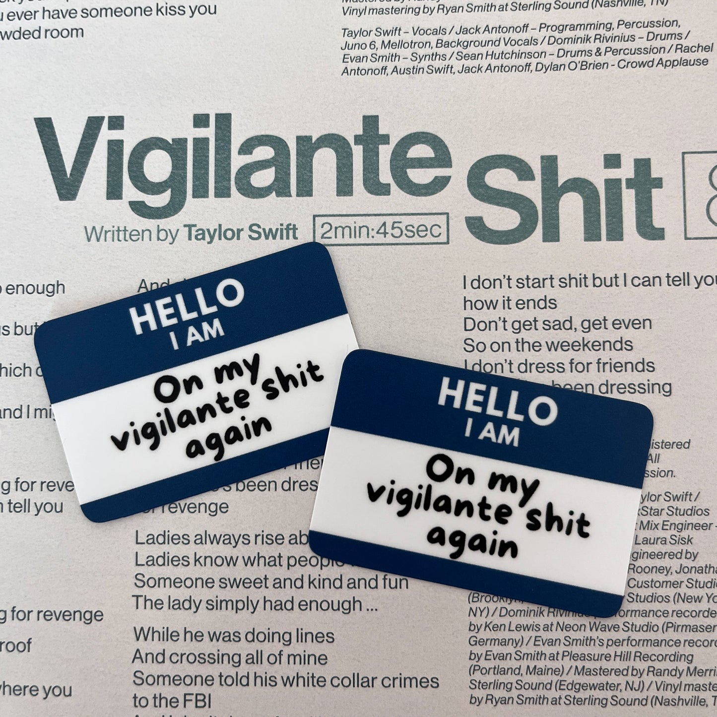 Vigilante Shit Nametag Sticker