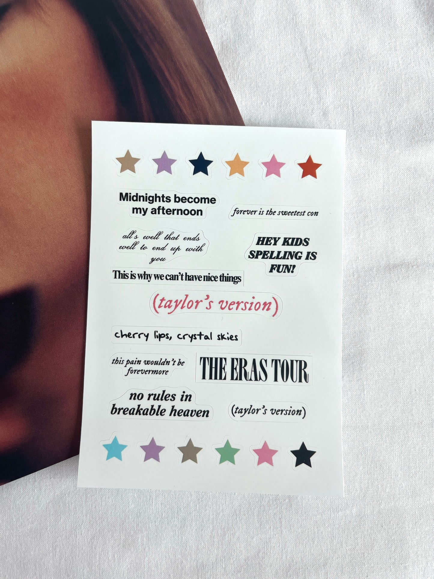 The Eras Lyrics Sticker Sheet