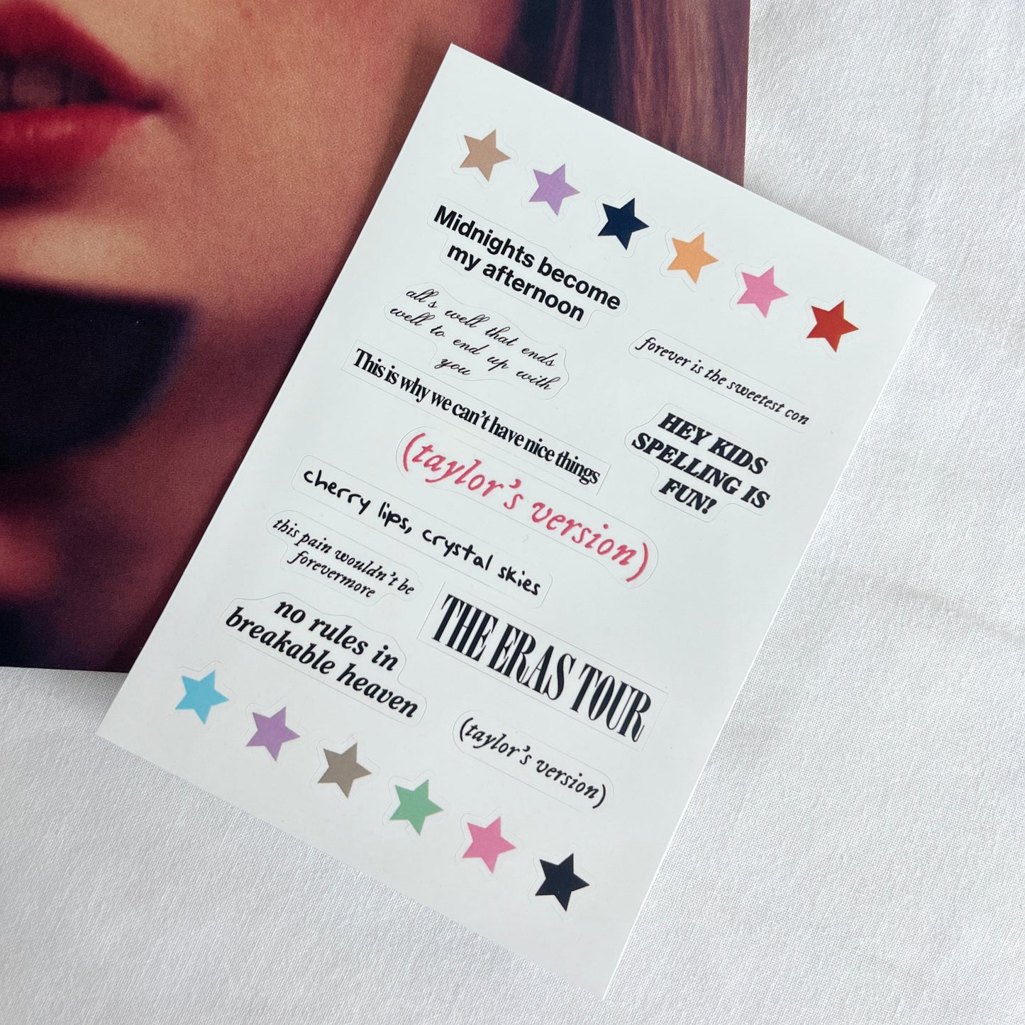 The Eras Lyrics Sticker Sheet