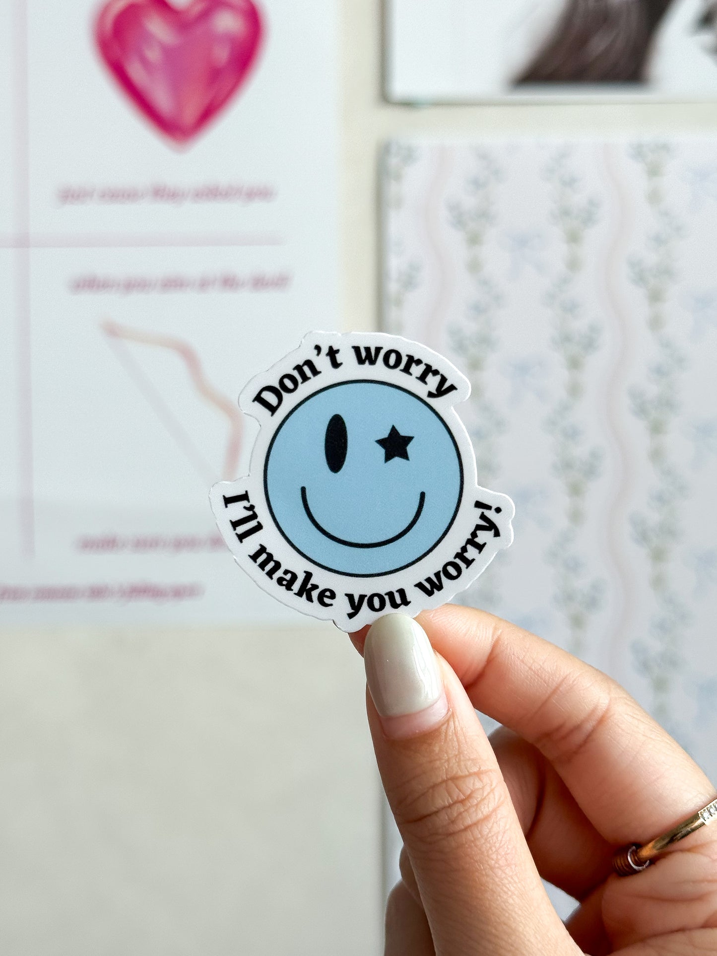 Don't worry, I'll Make You Worry Smiley Face Sabrina Carpenter Vinyl Sticker
