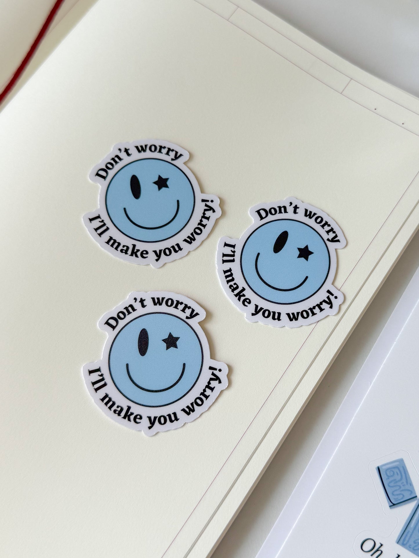 Don't worry, I'll Make You Worry Smiley Face Sabrina Carpenter Vinyl Sticker