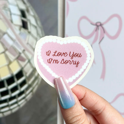 I Love You I'm Sorry Cake Vinyl Sticker
