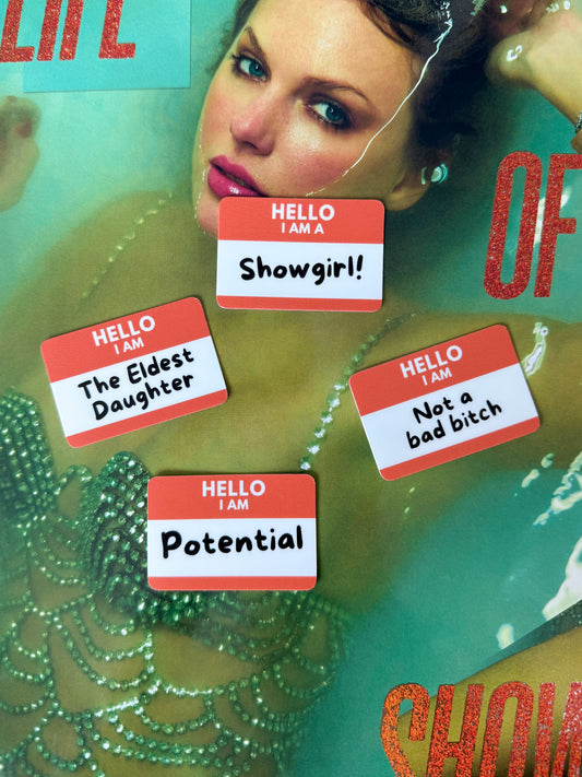 The Life of a Showgirl Nametag Sticker Pack