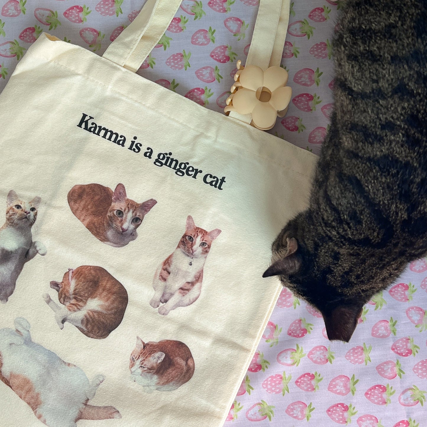 Karma is a Ginger Cat Tote Bag